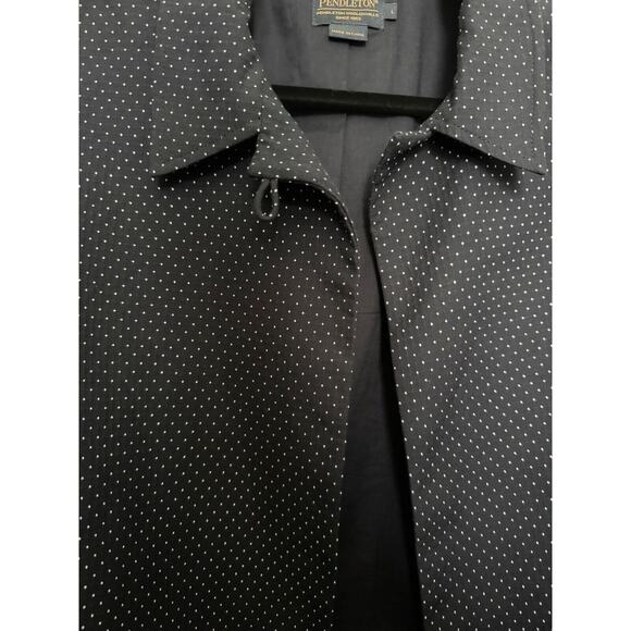 Pendelton Cropped Jacket Cotton Navy Blue w/ White Polka Dots Women’s Size Large - Picture 3 of 7